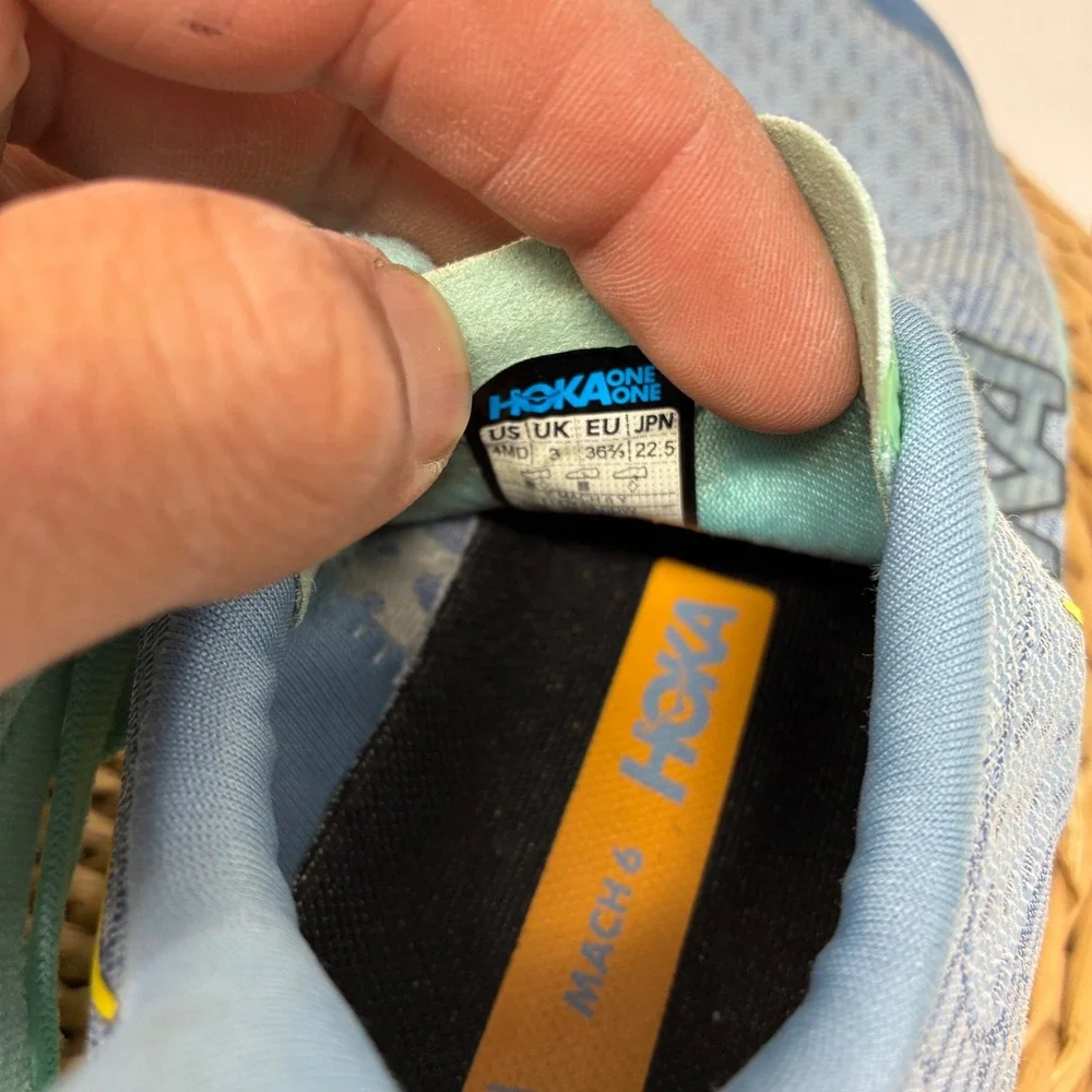 Hoka‎ Mach 6 Blue Green Running Shoes Sneakers Womens Size 6 Casual Athletic Gym